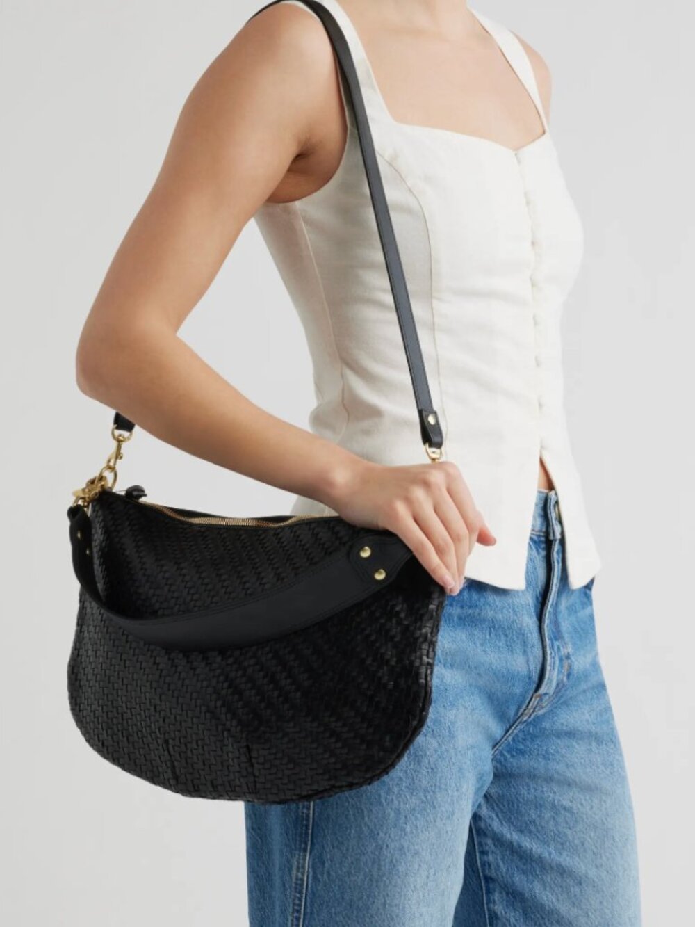 Clare V. Moyen Messenger Crossbody Bag in Black - Picture 6 of 8